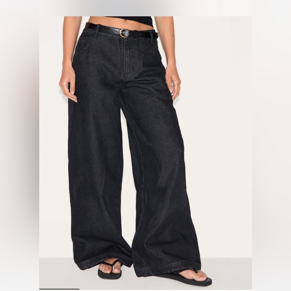 PrettyLittleThing Black Flare wide leg Jeans